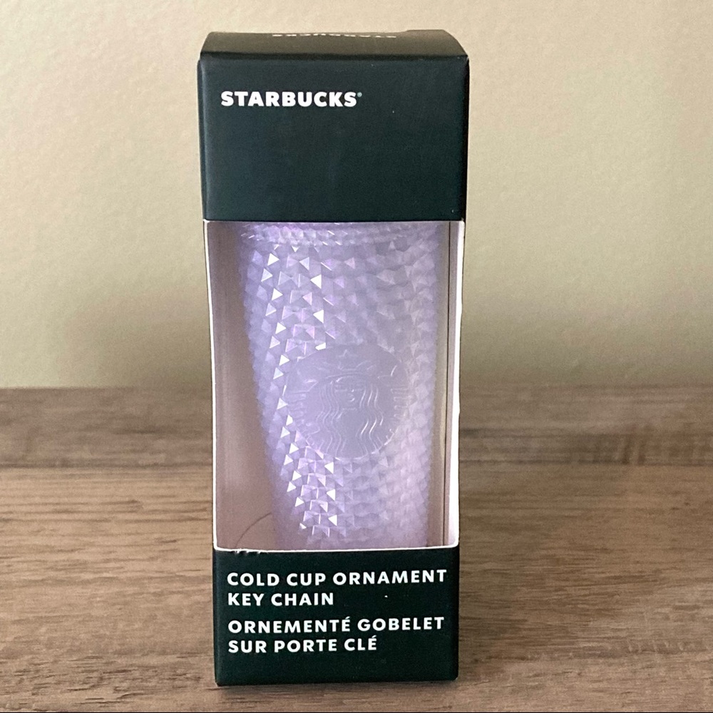 STARBUCKS 2021 Icy White Studded Bling Ornament Keychain
